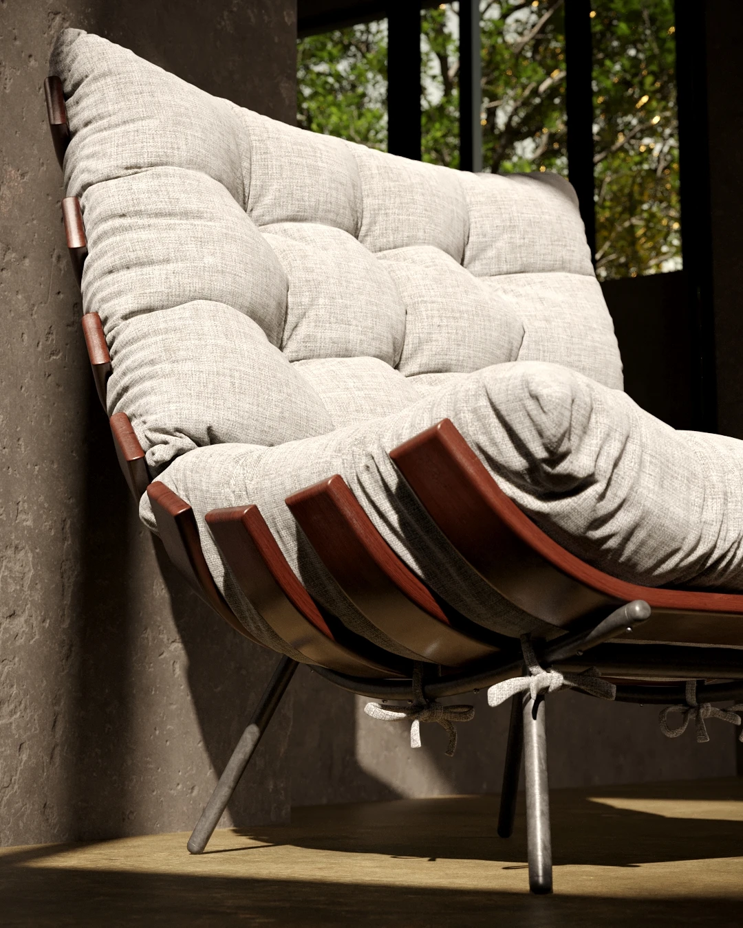 Costela armchair material and lighting study 3